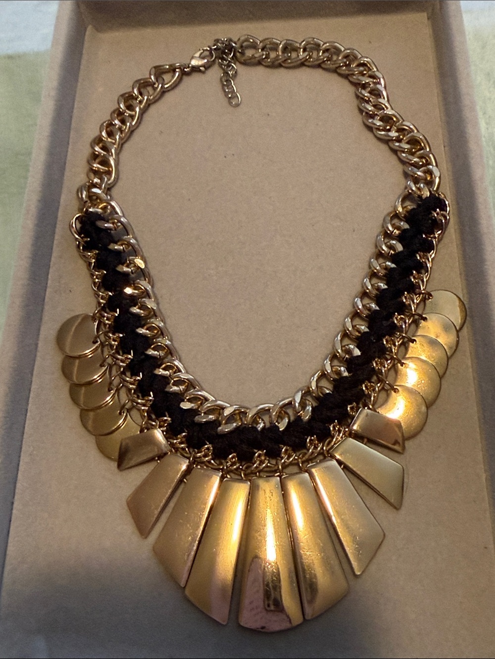 Gold Statement Collar Necklace - Black Accent